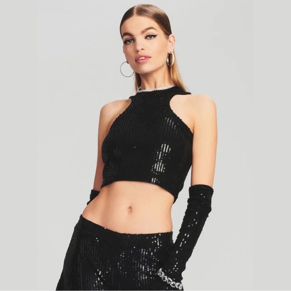 NWOT RETROFETE Audra Sequin Knit Racerback Top - Picture 3 of 11